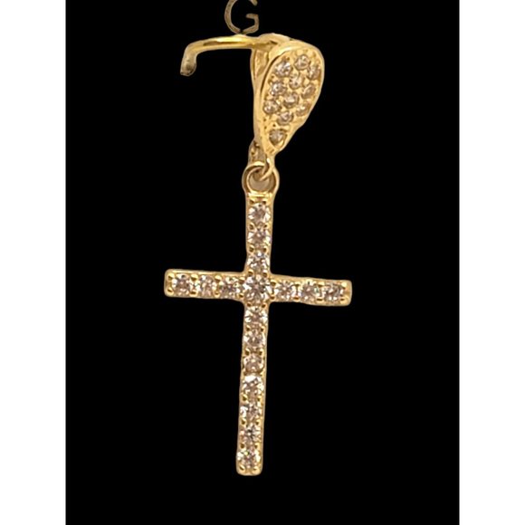 14k REAL GOLD Fancy Cross CZ Pendant - Picture 6 of 9
